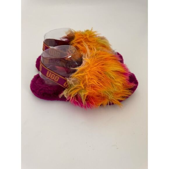 UGG FLUFF YEAH SLIDE SLIPPERS PURPLE ORANGE TIE DYE - Picture 2 of 5
